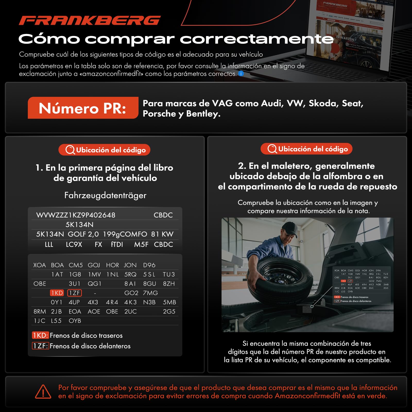 Frankberg Kit de cojinete de rueda 4 orificios delantero 5K0498621 | Admite la función Sensor de Velocidad de las Ruedas Sensor ABS, 4 AGUJEROS, Al frente