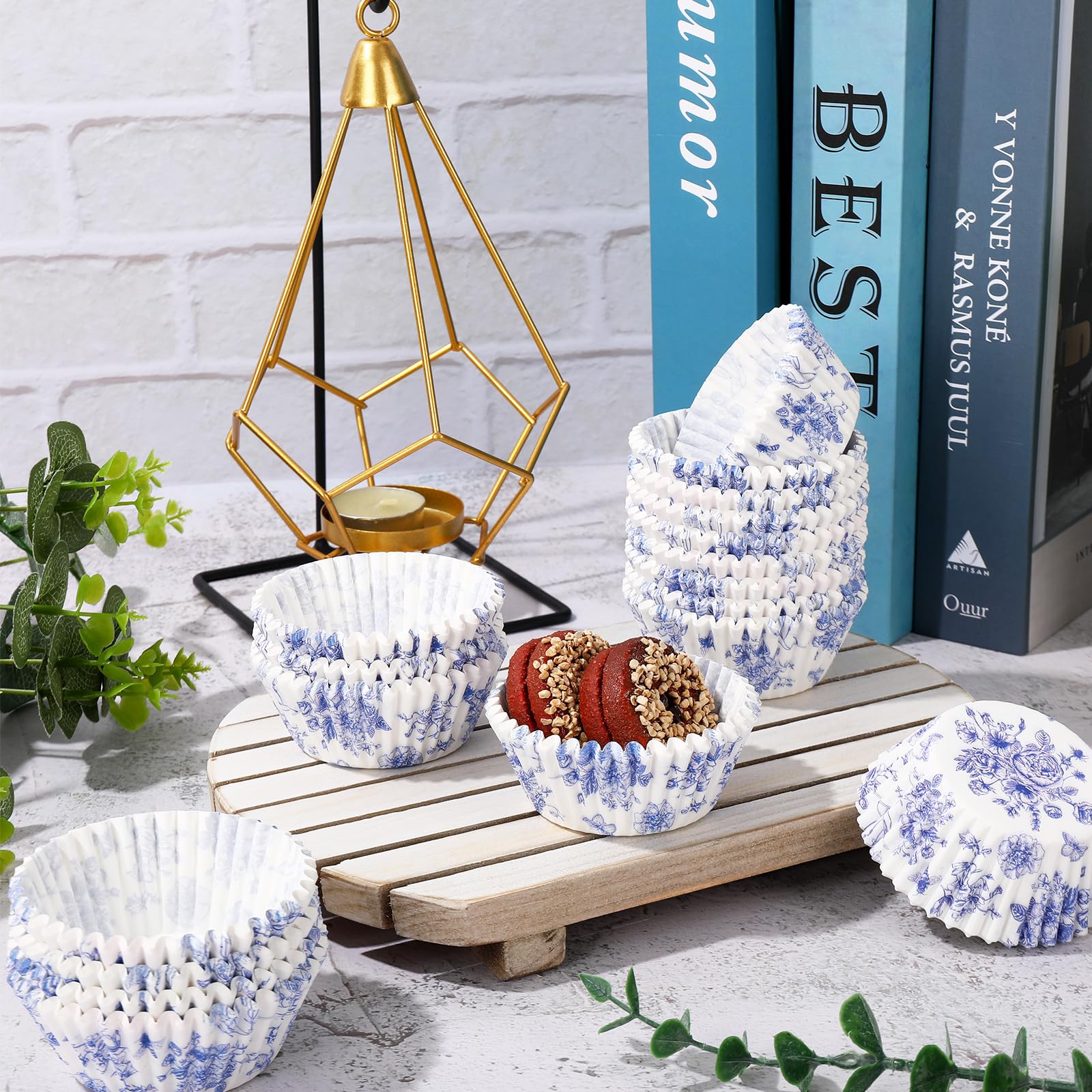 Amazon.com: JarThenaAMCS 600Pcs Blue Floral Cupcake Liners