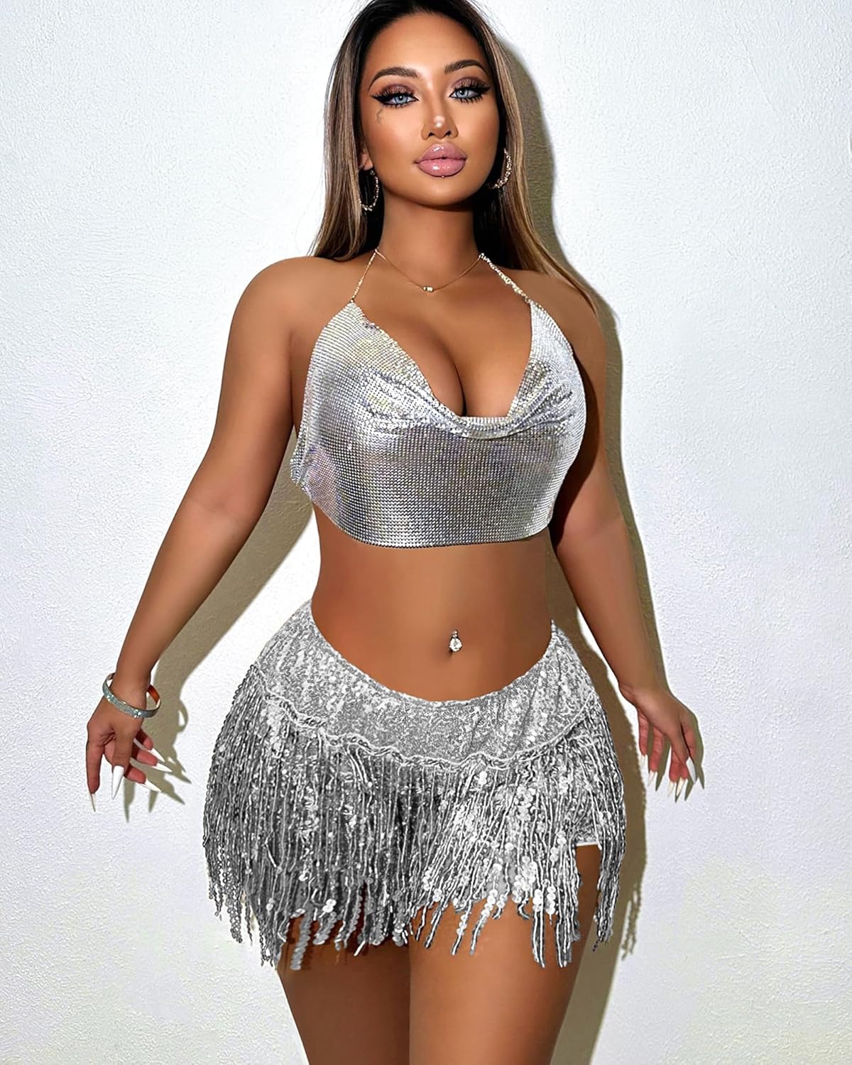 Women Tassel Skirts Shorts Sequins Hip Skirt Rave Party Halloween Cosplay Bar Belly Dance Festival Costume Nightclub Skirt - Image 3