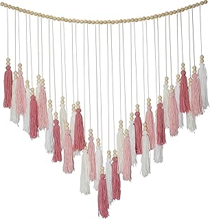 Pink&White Large Macrame Wall Haning Boho Decor,Blush Pink Tassel Wall D...