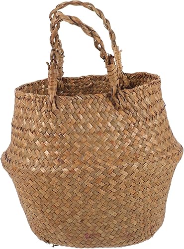 DOITOOL Cesta de flores tejidas de hierba marina, cesta de pascua, maceta tejida de hierba marina, cestas de armario, cesta de juguetes, bolsa de