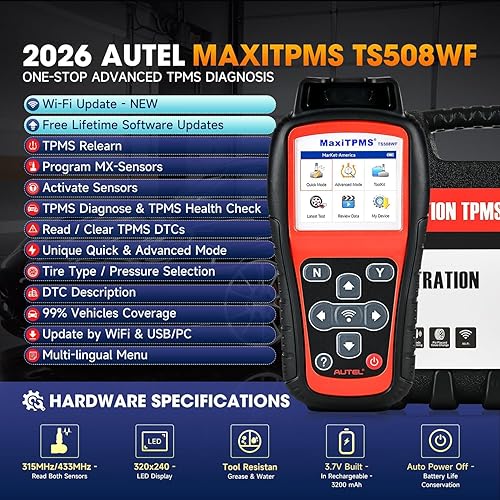 Miniatura 2 de Autel MaxiTPMS TS508WF TPMS Herramienta de reaprendizaje, WiFi 2025 Ver. de TS508 TS501 TS408S TS601, activar/volver a aprender/diagnosticar todos