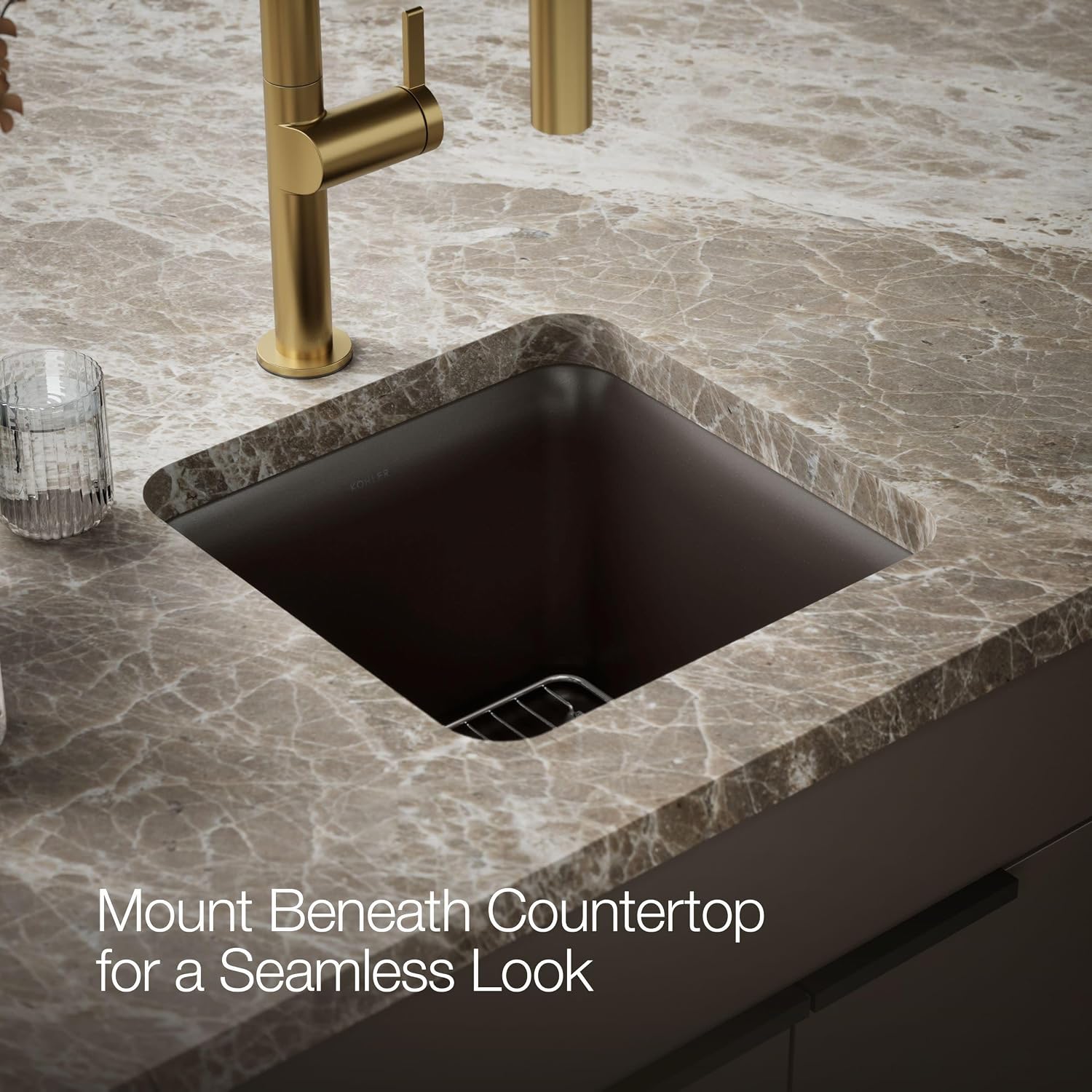 KOHLER K-8223-CM2 Cairn Sink, 15 in, Matte Brown