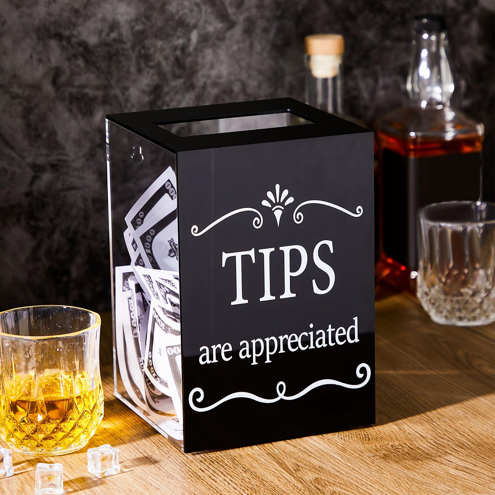 Aazon.co : Vesici Acrylic Tips Jar For Restaurant 6 X 6 X 8.6 Inch - View #14