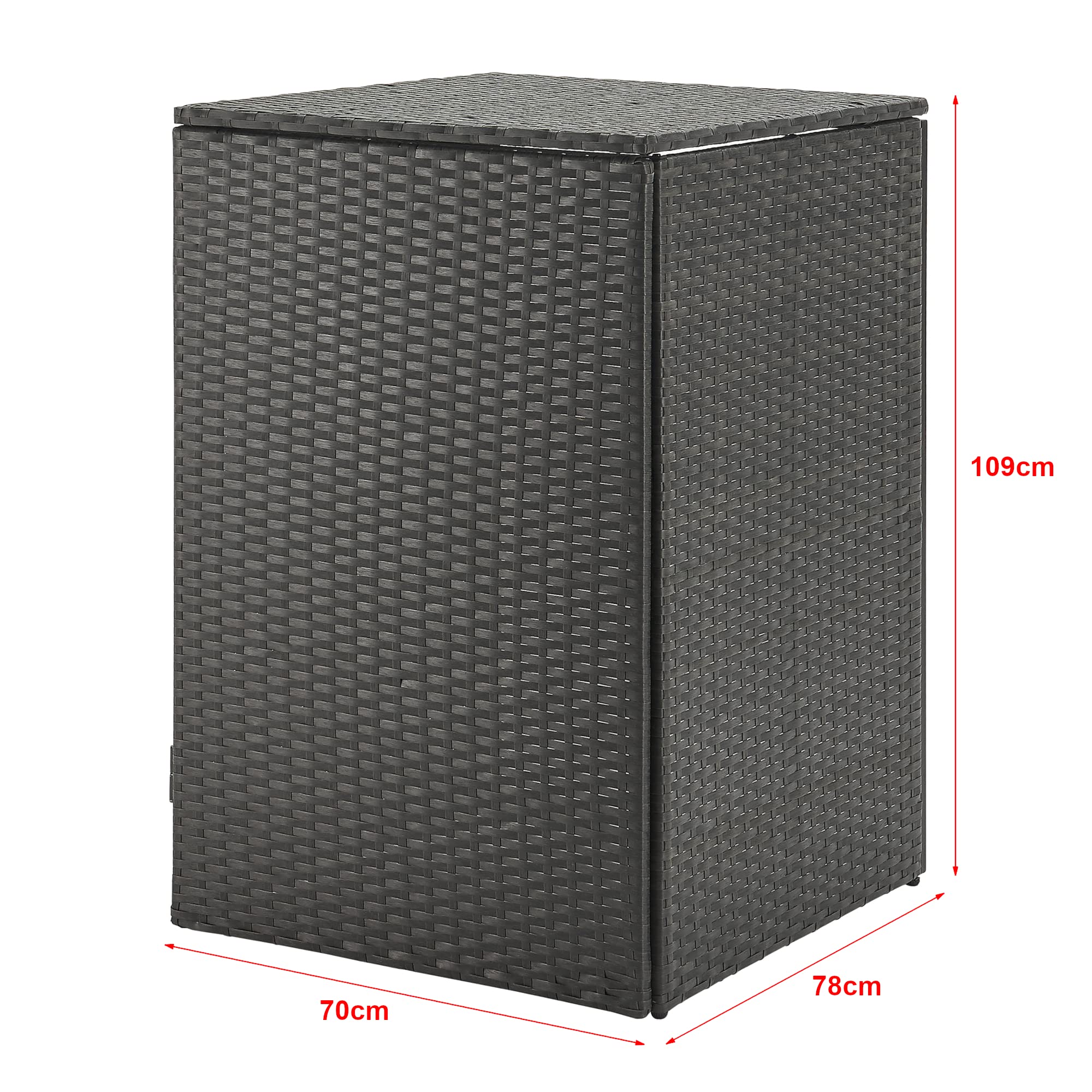 Cache Poubelle Solide Abri Extérieur pour 1 Conteneur à Ordures et Déchets de 240 L Porte à Fermeture Magnétique Acier Polyrotin 109 x 70 x 78 cm Gris Foncé