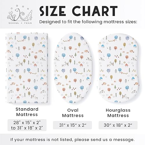 Miniatura 6 de Sábanas de moisés para bebé para niño y niña (animales de granja), paquete de 2 - sábanas ajustables de moisés junto a la cama - mezcla de algodón