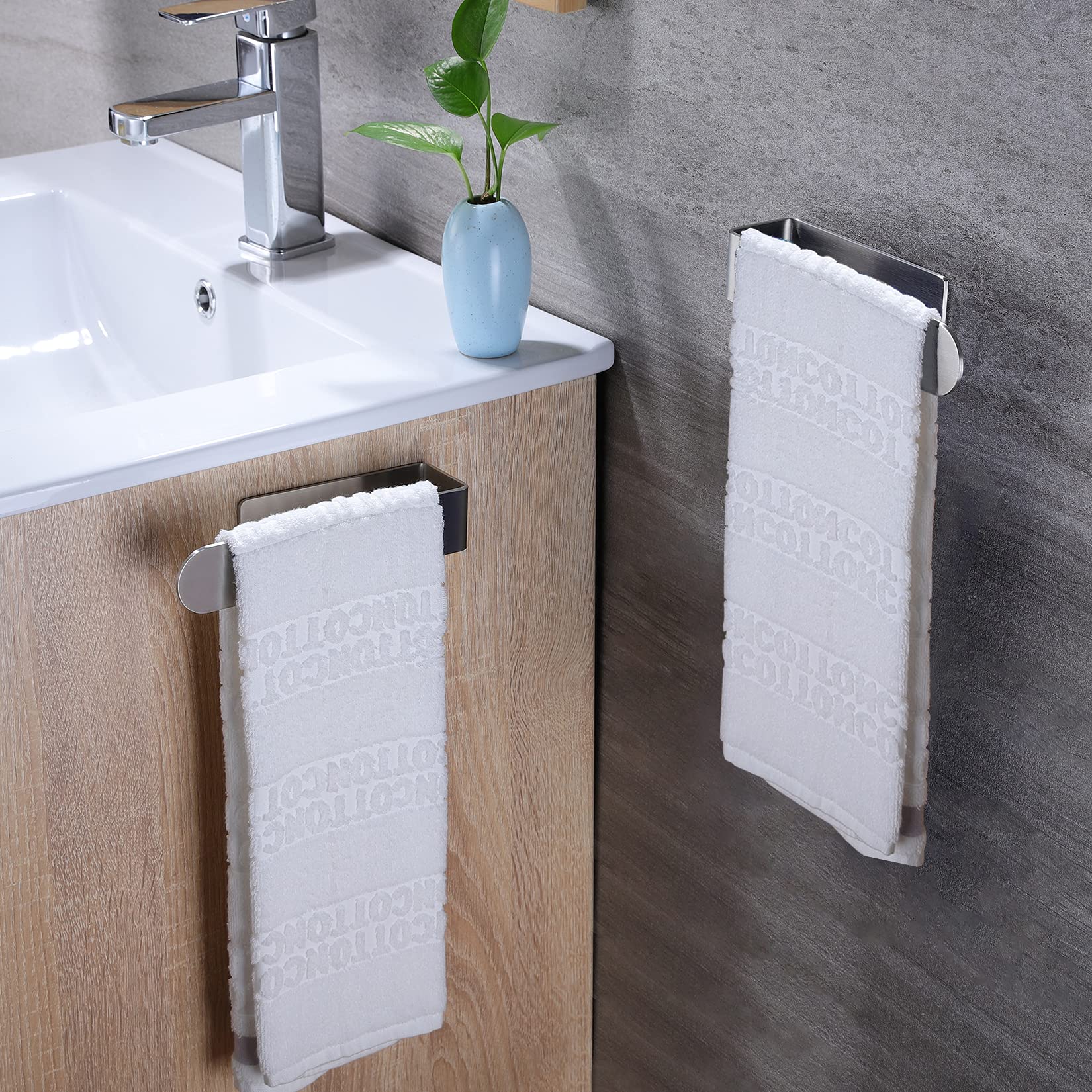 Taozun Lot de 2 Porte-Serviettes Auto-adhésifs en Acier Inoxydable pour Salle de Bain, Cuisine