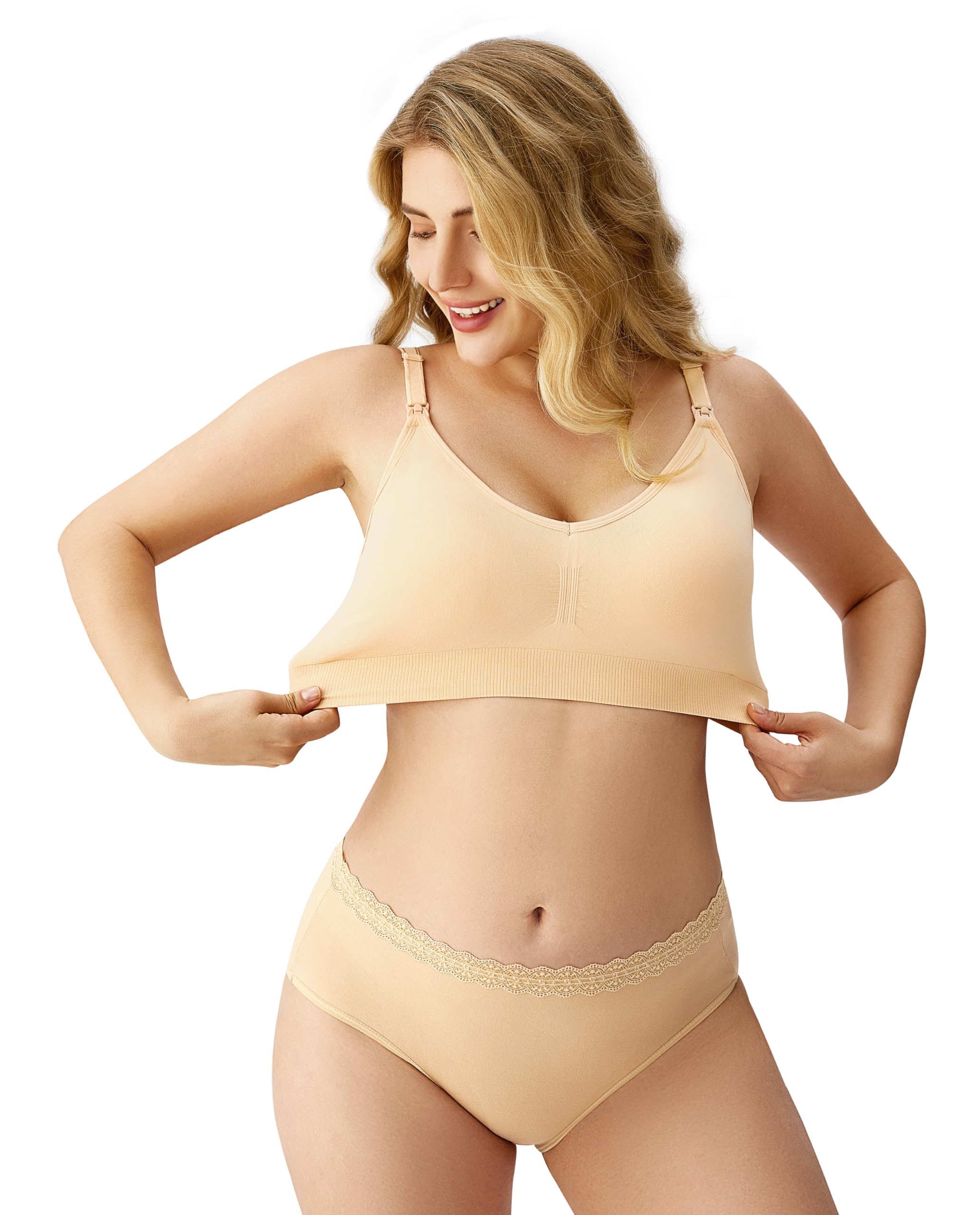 HBselect 3 PCS Reggiseno Allattamento con Estensione Reggiseno Bra Donna Morbido e Traspirante Reggiseno Senza Ferretto e Senza Cuciture