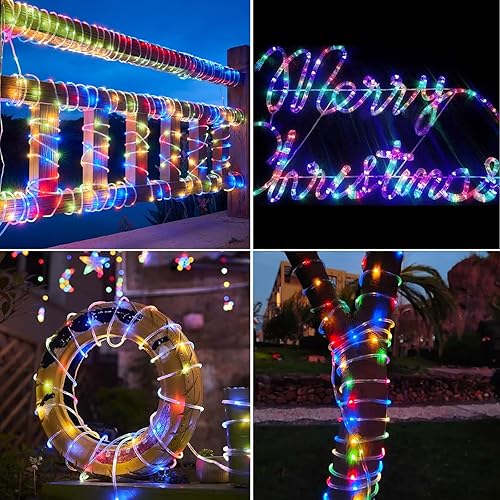 Miniatura 4 de Cuerda de luces solares para decoración al aire libre, 66 pies, 200 luces LED de Navidad, 8 modos y temporizador, tubo transparente, luces de cama
