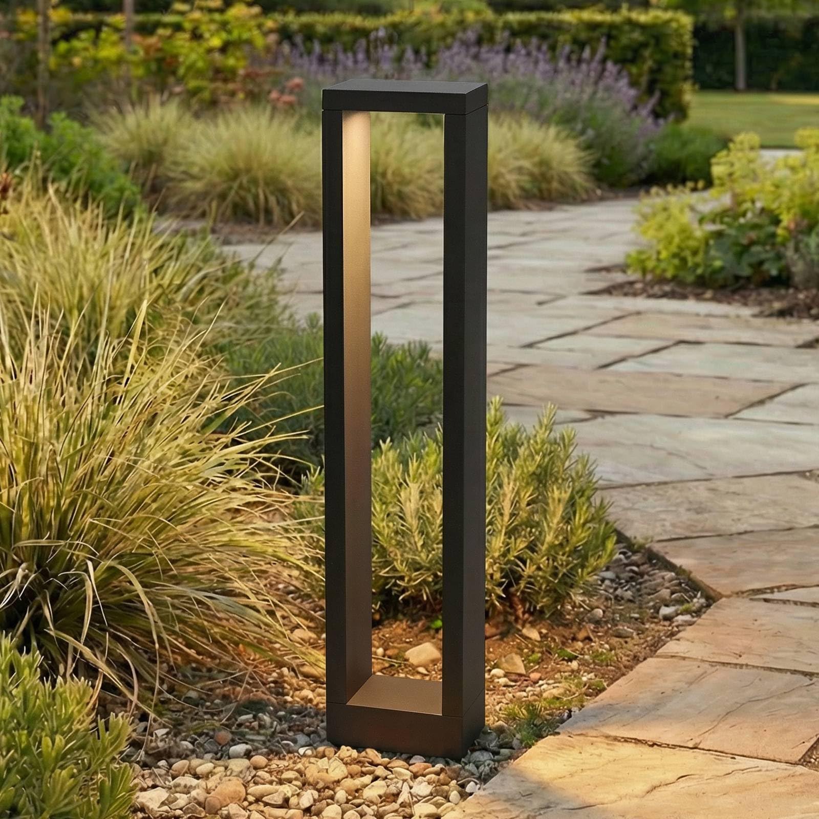 Lucande LED Wegeleuchte anthrazit Sockelleuchte 60 cm Gartenlampe Aluminium, Wegeleuchten außen Gartenleuchten mit Strom wetterfest IP54 Außenleuchte Pollerleuchte Aussenlampe stehend Garten 400 Lumen Beleuchtung