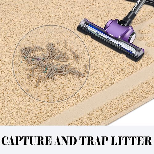 Vista 5 de UPSKY Trampero grande de arena para gatos de 35 x 23 pulgadas, atrapa la arena de la caja y las patas, control de dispersión para caja de arena