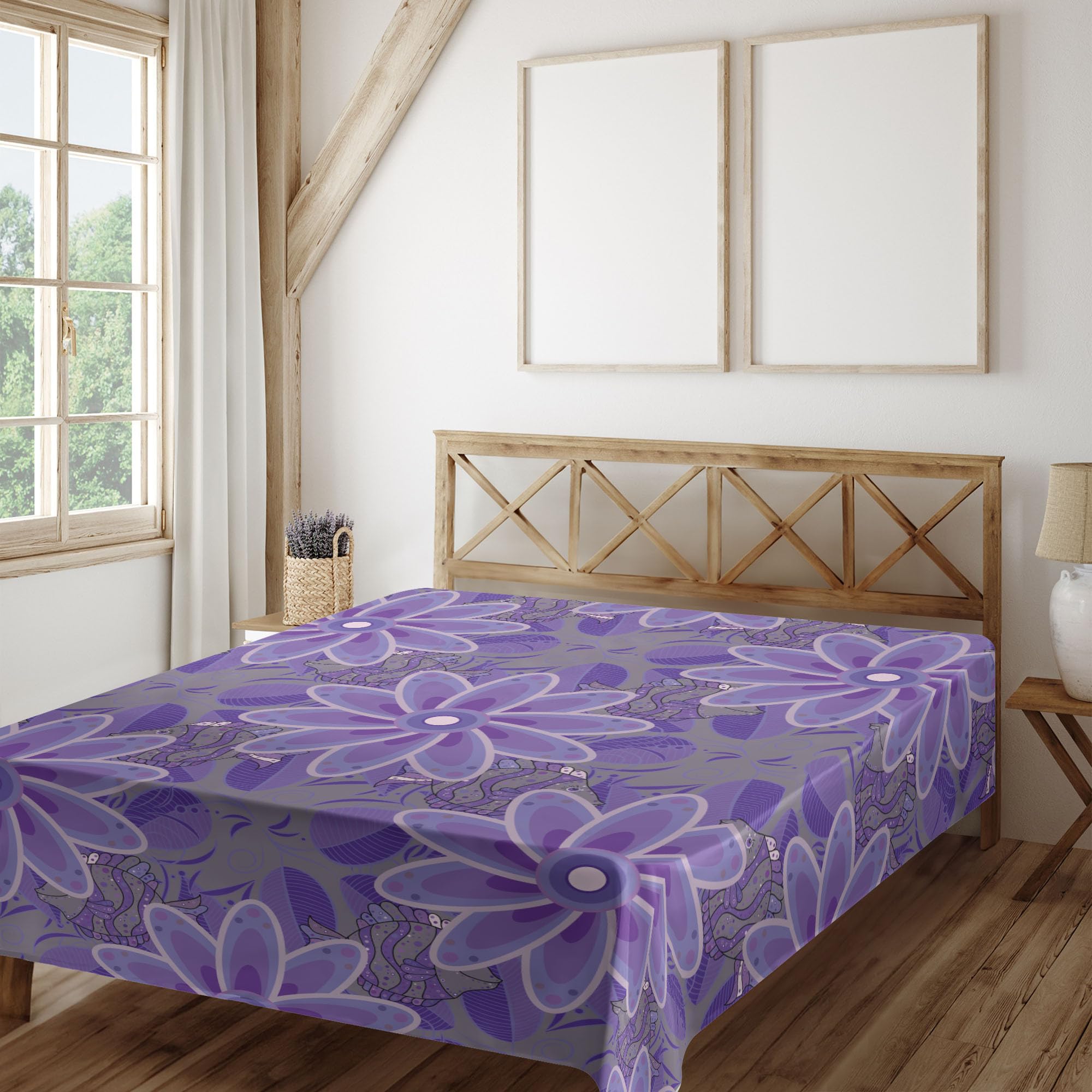 Ambesonne Bar Flat Sheet, Hawaiian Holiday Luau Party Night with Ukulele Tiki Coconut Pineapple Tropical Pattern, Soft Comfortable Top Sheet Decorative Bedding 1 Piece, TwinXL Size, Multicolor