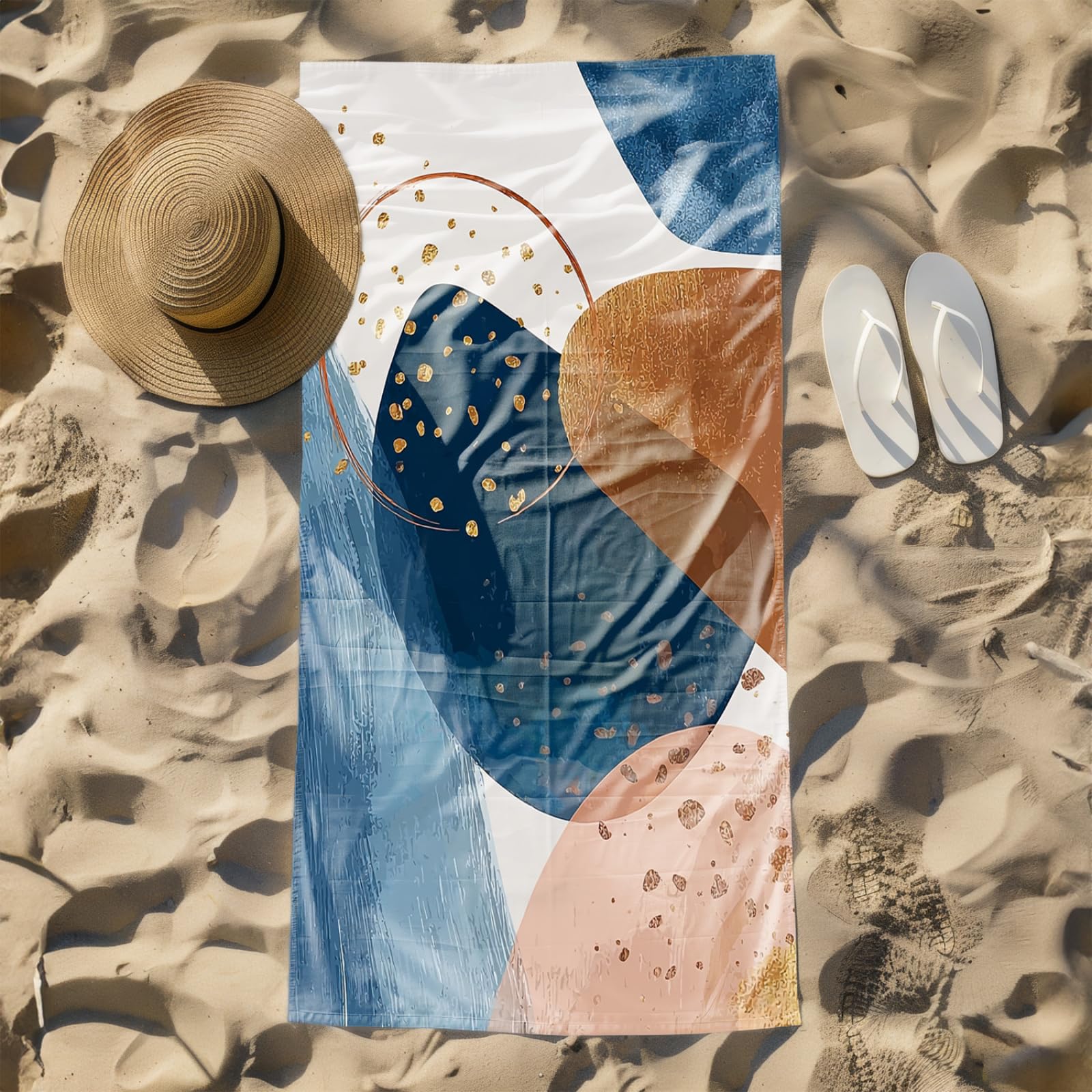 Générique Serviette de Plage 90X180 Graffiti Bleu Foncé Brun