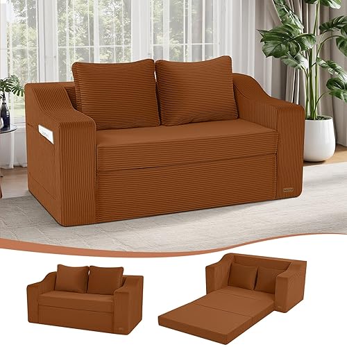 MeMoreCool Convertible Sofa Bed, Pull Out Loveseat Sofa Sleeper Couch