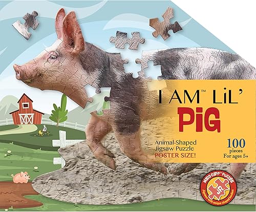 Miniatura 8 de Madd Capp Lil' Pig - Rompecabezas de 100 piezas para edades de 5 años en adelante  4019  Borde único en forma de animal, tamaño de póster cuando se