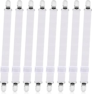 ReaJoys Bed Sheet Clips, 8Pcs Adjustable Fitted Sheet Straps Grippers Mattress Straps Bed Fasteners Clip for Bedding Bedsheet Corner Holders