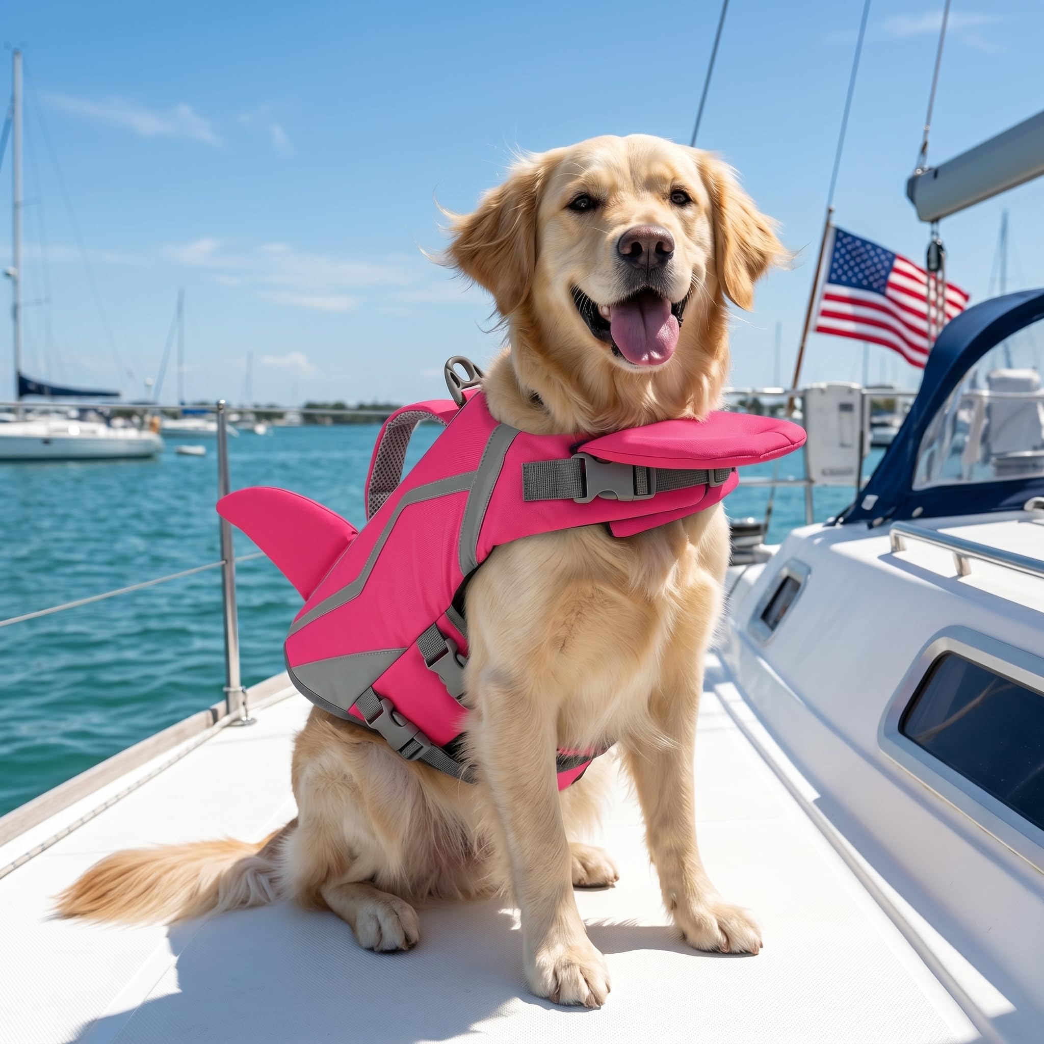 Doglay Gilet de sauvetage pour chien avec tour de cou amovible, flottabilité élevée réglable avec poignée de sauvetage pour la natation et le bateau pour chiens