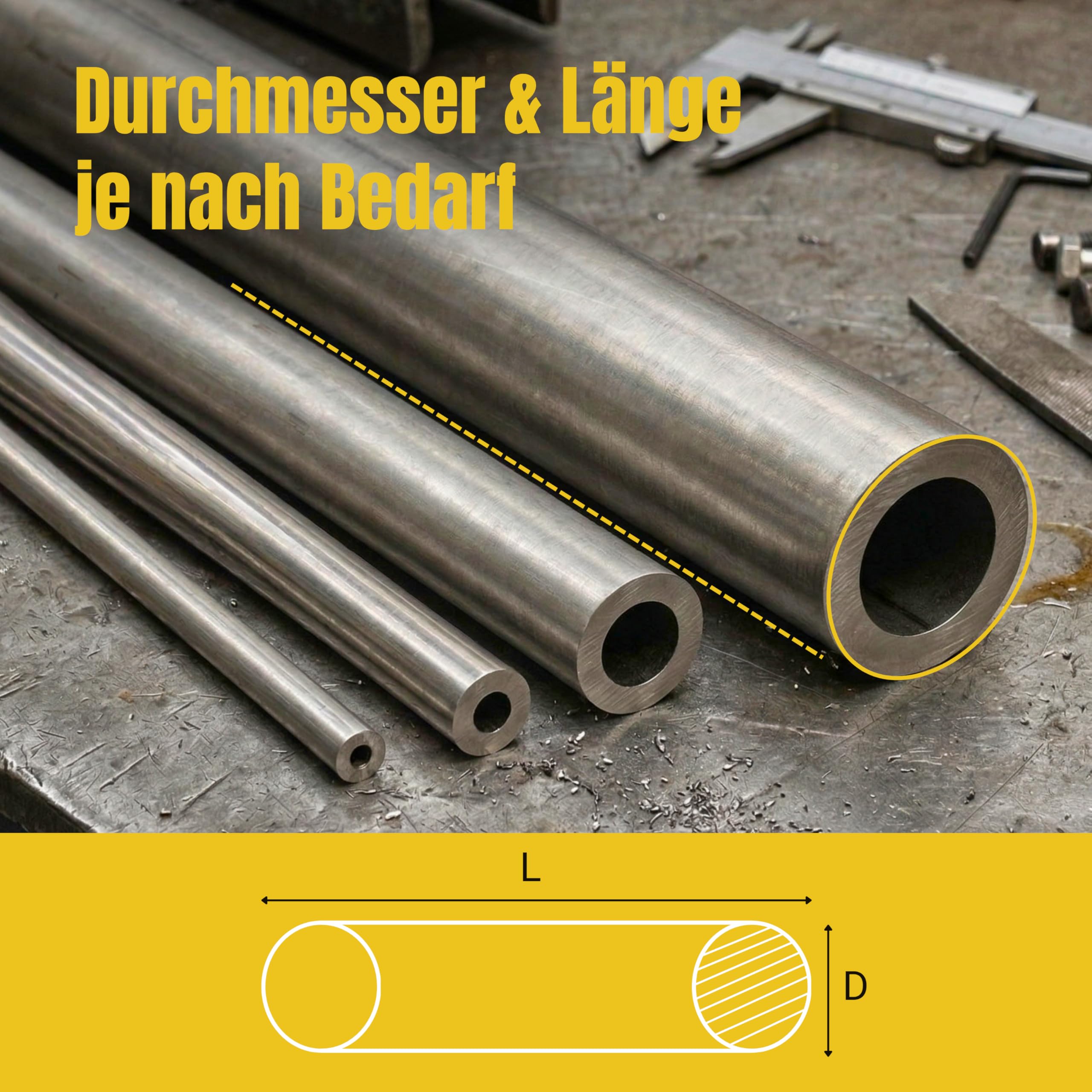 Färber 1.4301 VA Edelstahlrohr nahtlos 40x4mm L=500mm Rundrohr