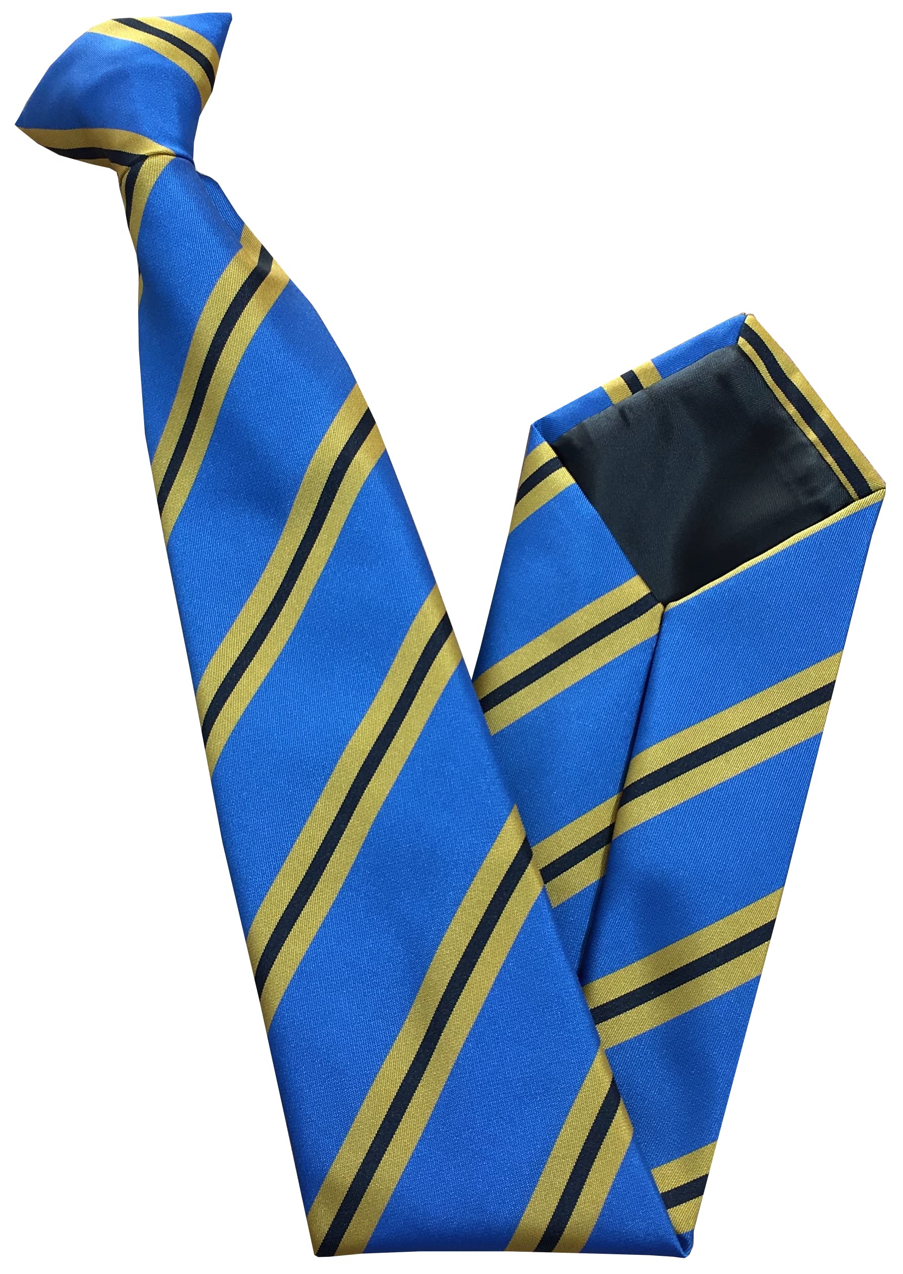 Men's Clip On Tie (Sky Blue with Yellow & Black Stripes)