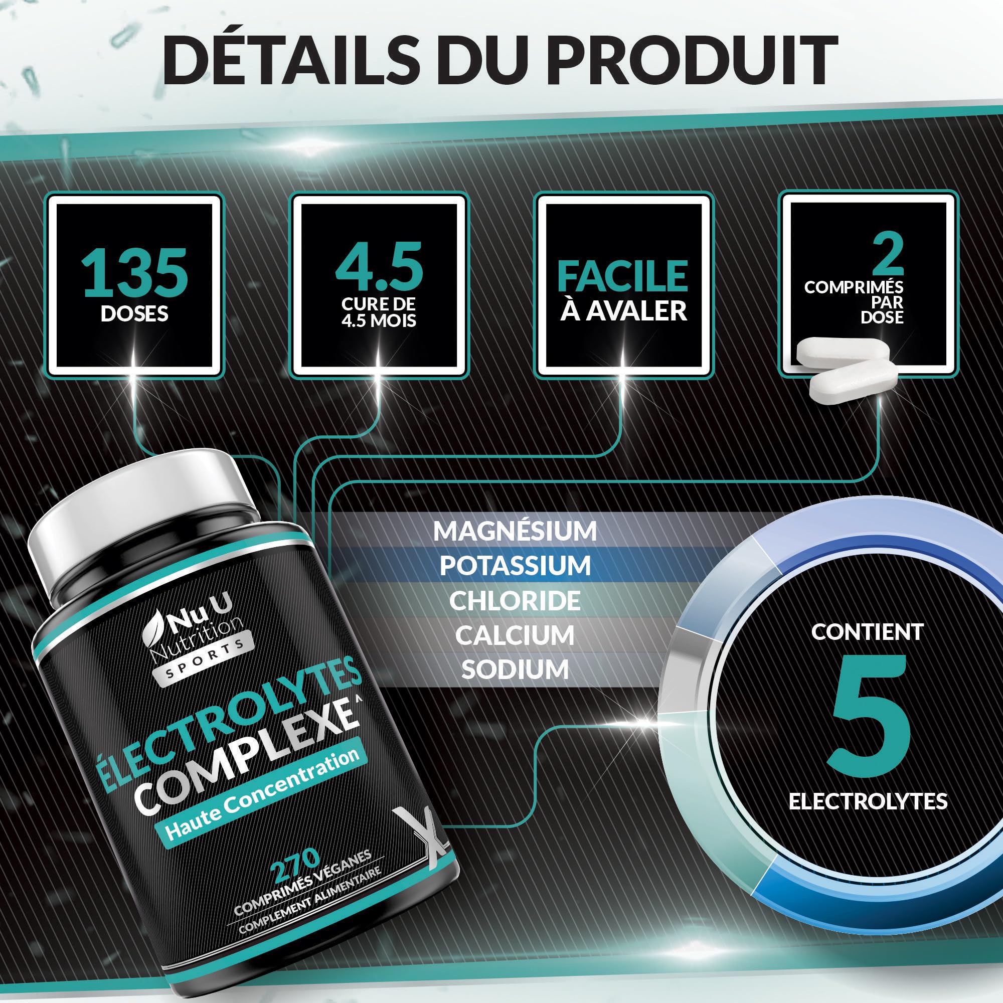Complexe d'Électrolytes - 270 Comprimés Véganes Sans Arôme, avec Sodium, Potassium, Magnésium & Phosphate de Calcium - Convient aux Régimes Carnivore & Paléo - Fabriqué en Europe - Xellerate Nutrition