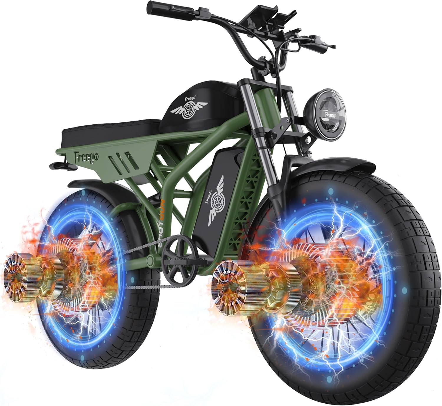 Freego Electric Dirt Bike for Adults, F3 Pro Max Electric Motorcycle Dual Motor/Dual Battery, 2000W/48V/54Ah, 20×4 Fat Tires Off Road Electric Bike Dual Hydraulic Brake, 35MPH&108Miles/Max Load 400lb Freego Electric Dirt Bike for Adults, F3 Pro Max Electric Motorcycle Dual Motor/Dual Battery, 2000W/48V/54Ah, 20×4 Fat Tires Off Road Electric Bike Dual Hydraulic Brake, 35MPH&108Miles/Max Load 400lb