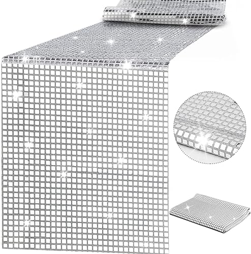 Camino de mesa de discoteca de 12 x 108 pulgadas, espejo plateado, cubierta de mesa de los años 70, fiesta de baile, suministros de fiesta de