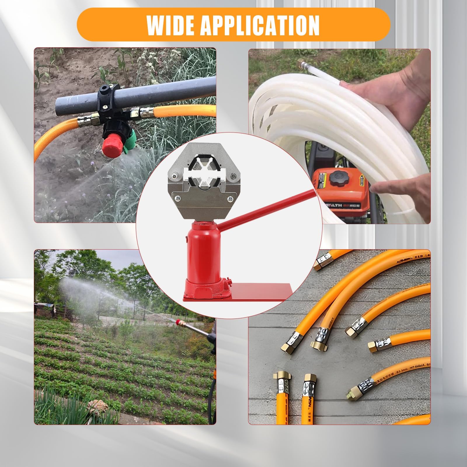 Zaciskarka hydrauliczna 7T, narzędzie do zaciskania węży z 4 matrycami, ręczna zaciskarka do węży do podnośników butelkowych, pras do węży rolniczych do oprysków, narzędzie do zaciskania węży o śred