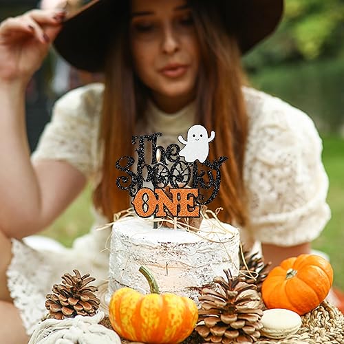 Vista 11 de Rsstarxi 1 paquete de decoración espeluznante para tartas, fantasma, murciélago, araña, decoración de Halloween y primer cumpleaños Diseño 4