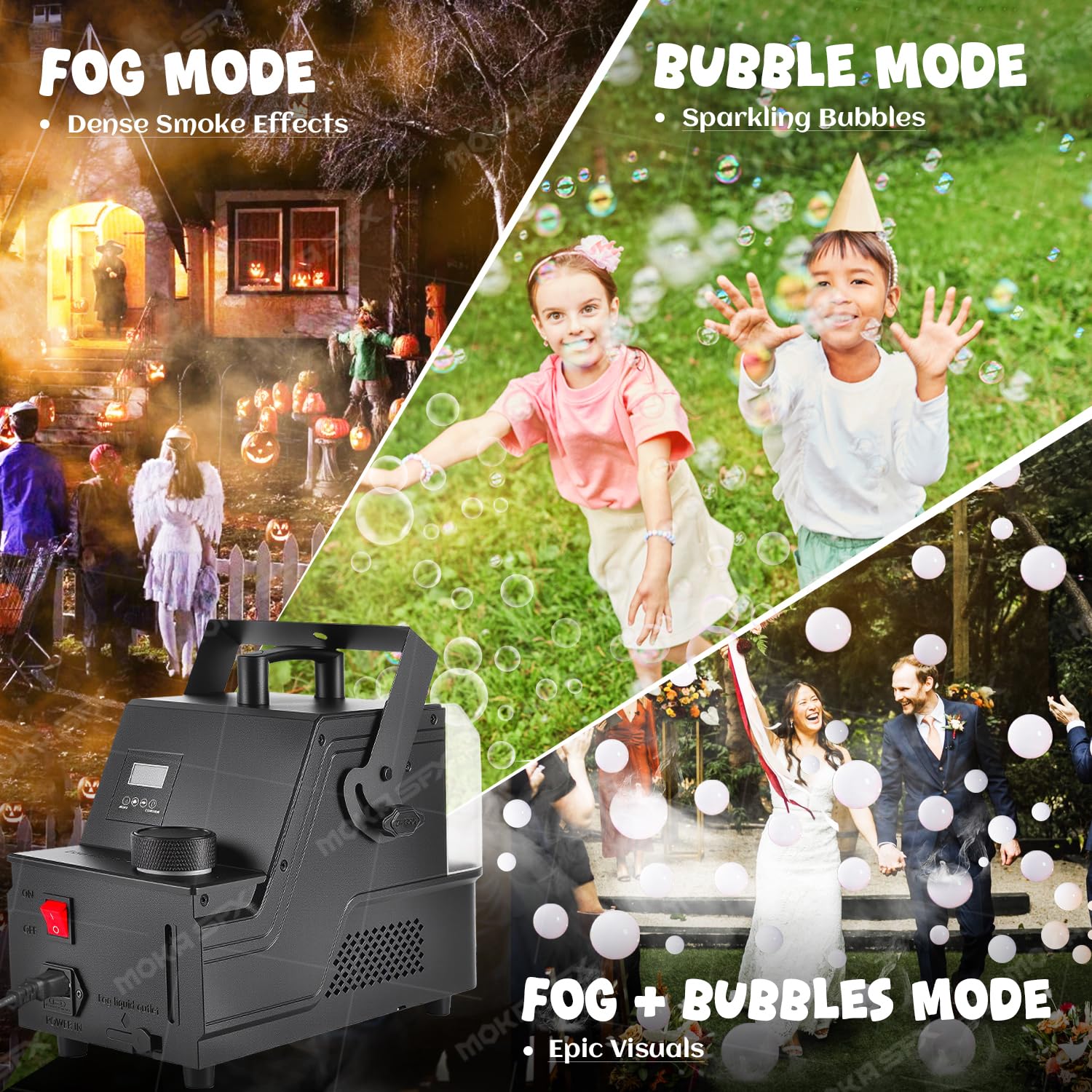 Bubble Fog Machine, Heavy Duty Bubble Fog Maker mit Fernbedienung für Halloween, Partys, Events & Fotografie