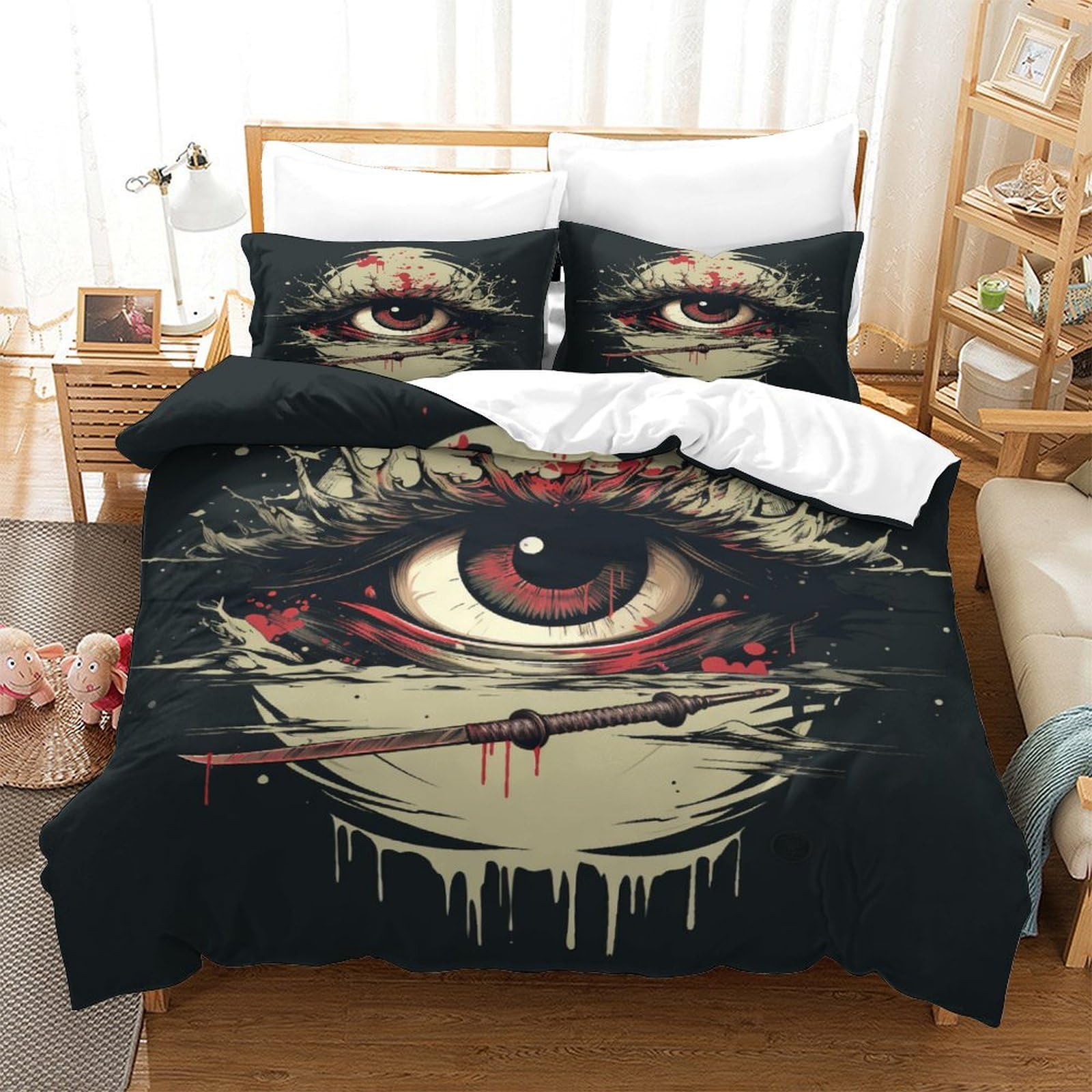P1S9U7W5Y 3D Printed Artistic Eye Duvet Cover Set 3pcs Microfiber Surreal Eye Bedding Set King