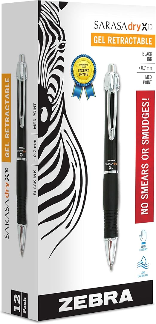 Zebra Pens X10 Retractable Gel Pen, Medium Point, 0.7mm