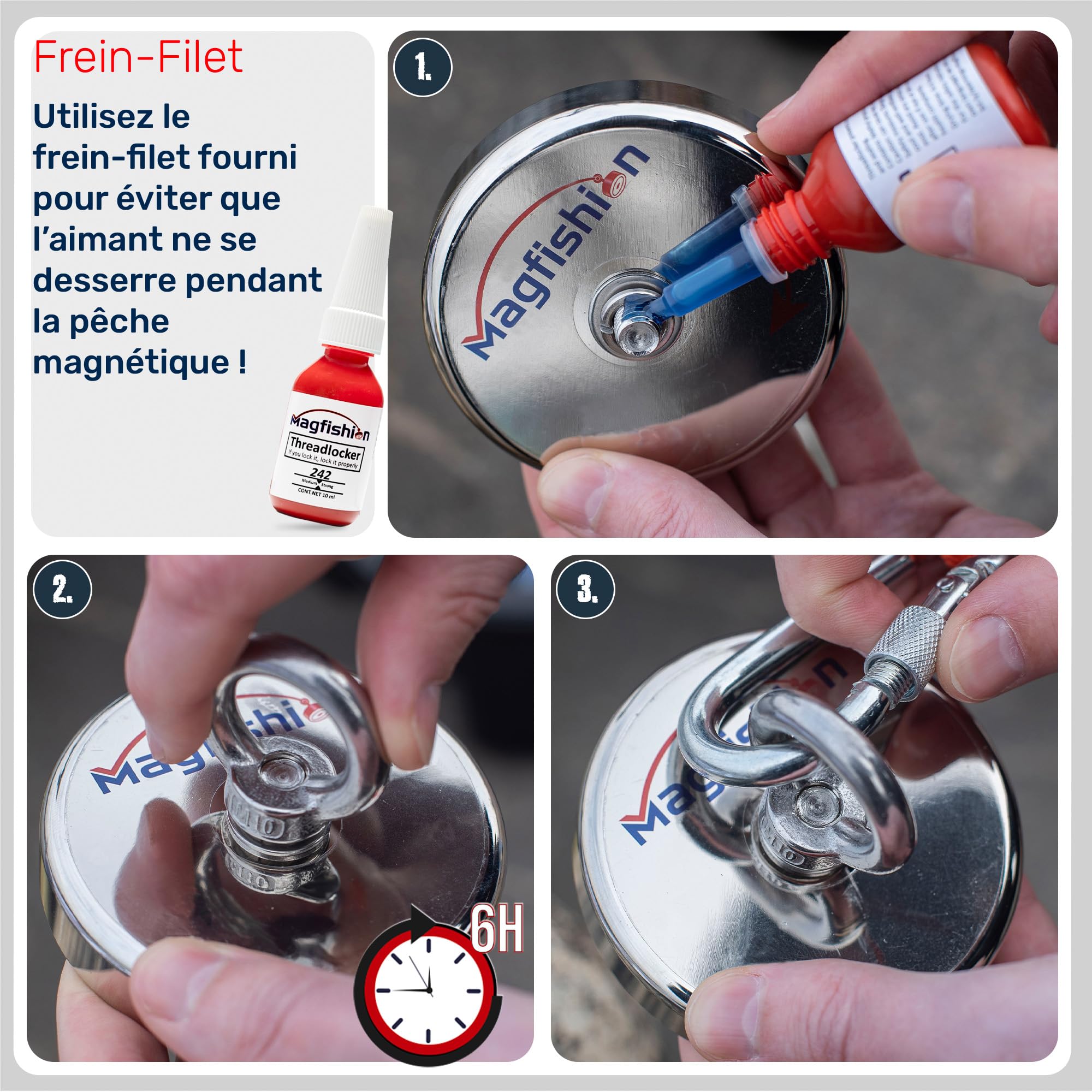 MAGFISHION Aimant Neodyme Puissant - 100 KG - Aimant de Peche Ø50mm | Aimants Puissants - Peche a l'Aimant avec Corde (20M) et Gants - Crochet Aimanté - Kit de Pêche Super Magnétique