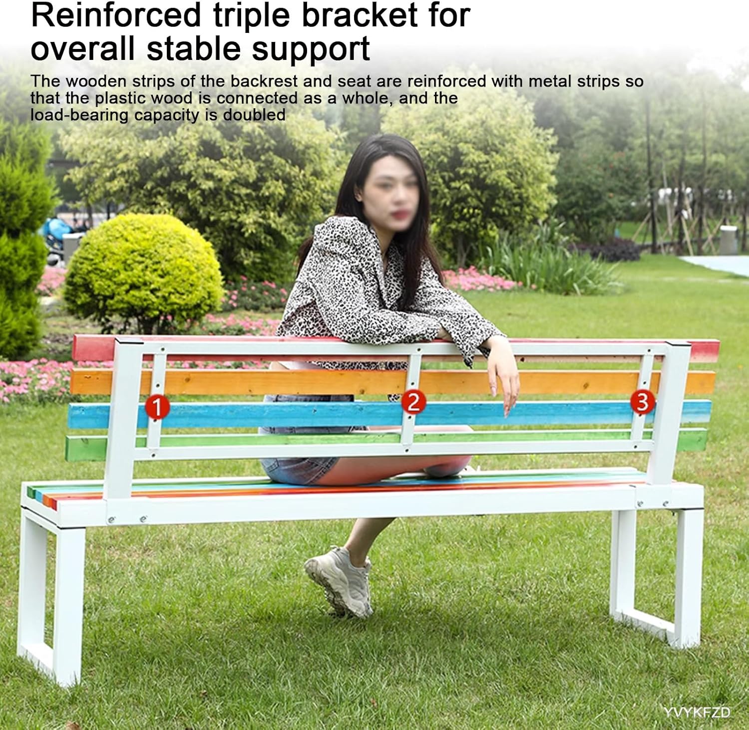 YVYKFZD Wooden 2-Seater Garden Bench, Fashion Weather-Resistant Patio Bench, Galvanized Steel Pipe Anti-Rust Metal Frame Outdoor Bench Seat, Easy to Assemble for Patio, Garden, Lawn (Color : Pine woo