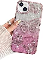 Vista 48 de BITOBE Diseñada para iPhone 16 Pro Max, Bonita Funda de Mariposa 3D Delgada con Chapado Brillante Reluciente de Lujo para Mujeres y Niñas Protectora