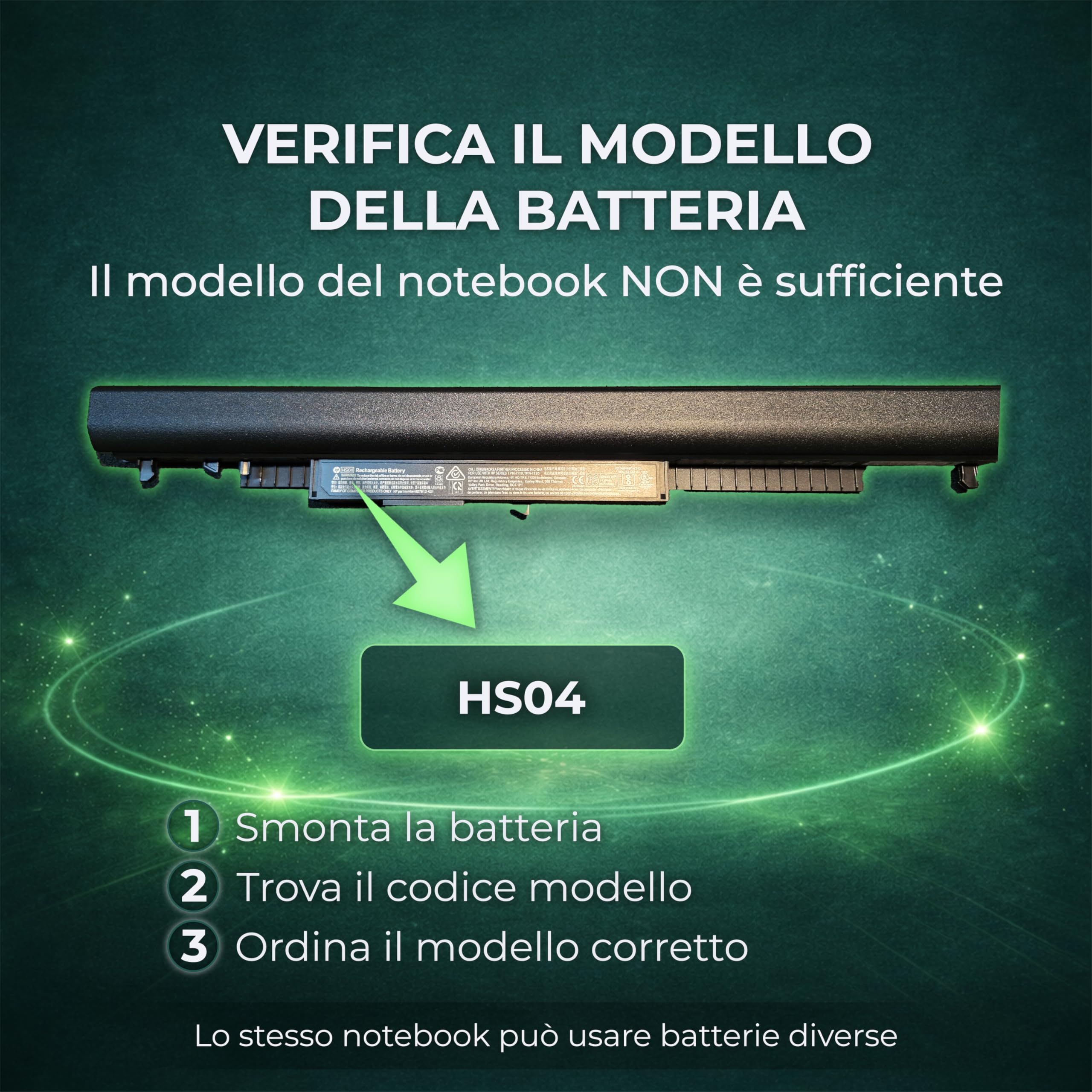 HS04 2800 mAh Batteria Compatibile con HP HS04 807957-001 807956-001 HSTNN-LB6V con PC portatile HP 250 G4 250 G5 255 G5(14,4/14.8V 41.5Wh) (No per i modelli da 11,1V) UP PARTS