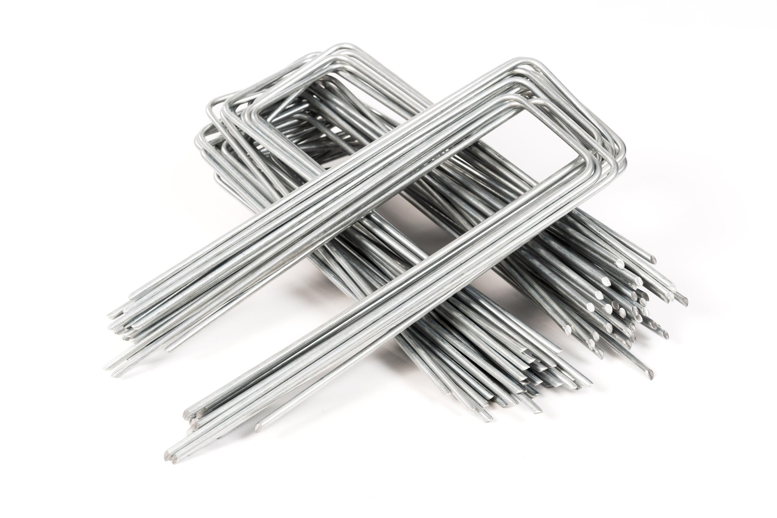100 Picchetti Giardino Telo Pacciamatura in Acciaio Robusto Galvanizzato Ancoraggio, Ø 4 mm, 250 mm Lunghezza x 70 mm Larghezza, Picchetti a U per Reti, Recinzioni