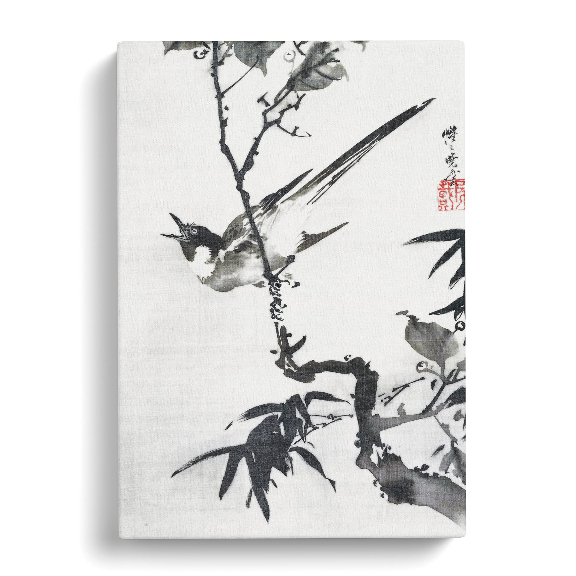Singing Bird On A Branch By Kawanabe Kyosai Canvas Print, Mixed, 25L x 50W cm - Image 2