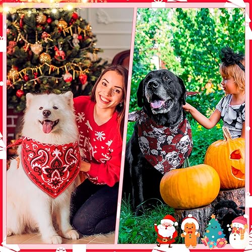 Miniatura 5 de Paquete de 72 bandanas para perros a granel, bufanda de búfalo a cuadros, baberos triangulares, baberos para perros, hojas de animales de frutas,