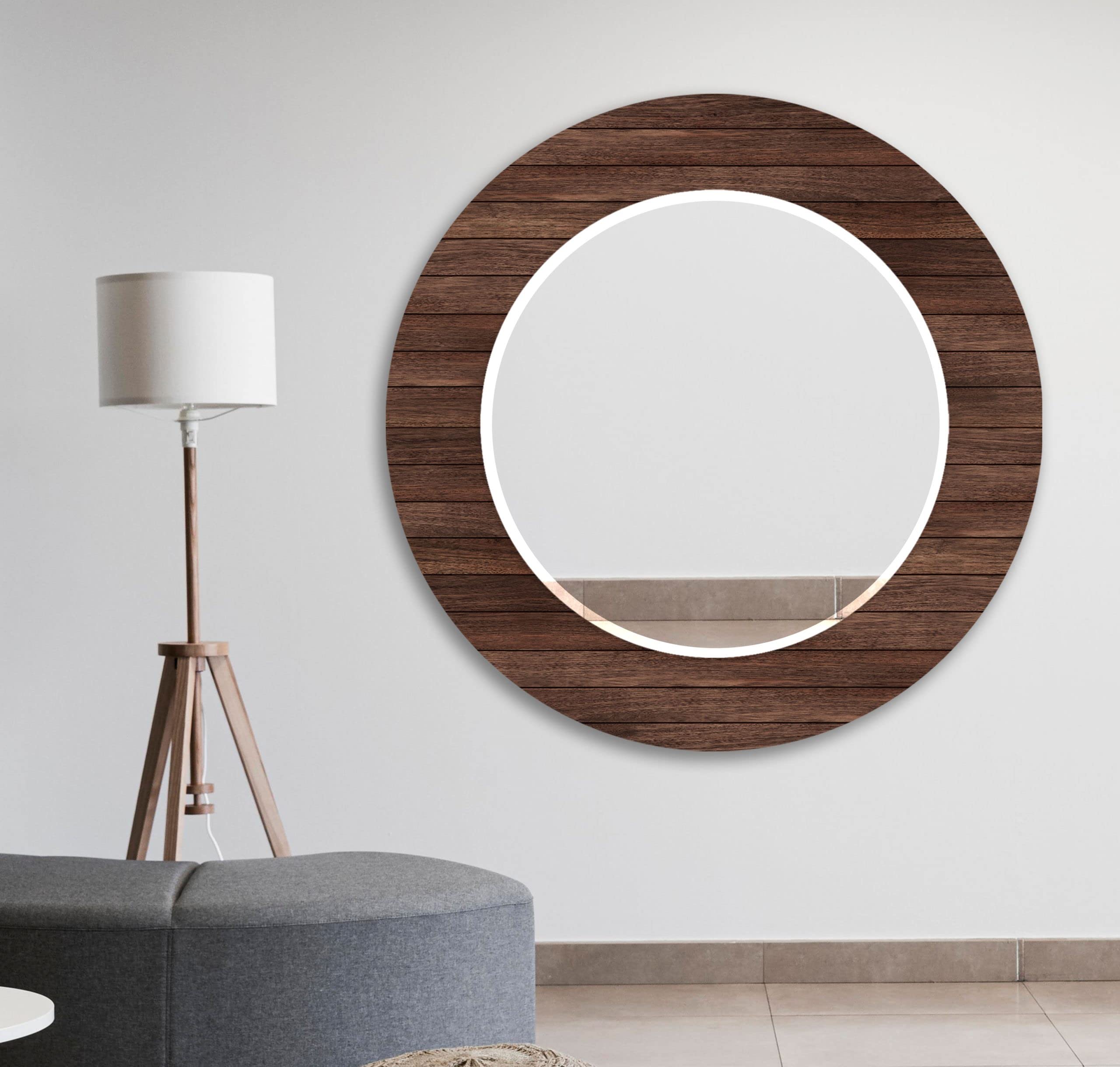 Okrągłe lustro na ścianę, 60 cm, lustro łazienkowe, duże okrągłe lustro, dekoracja ścienna, lustro ze szkła hartowanego, lustro wiszące na ścianie, lustro toaletowe, 141 RM