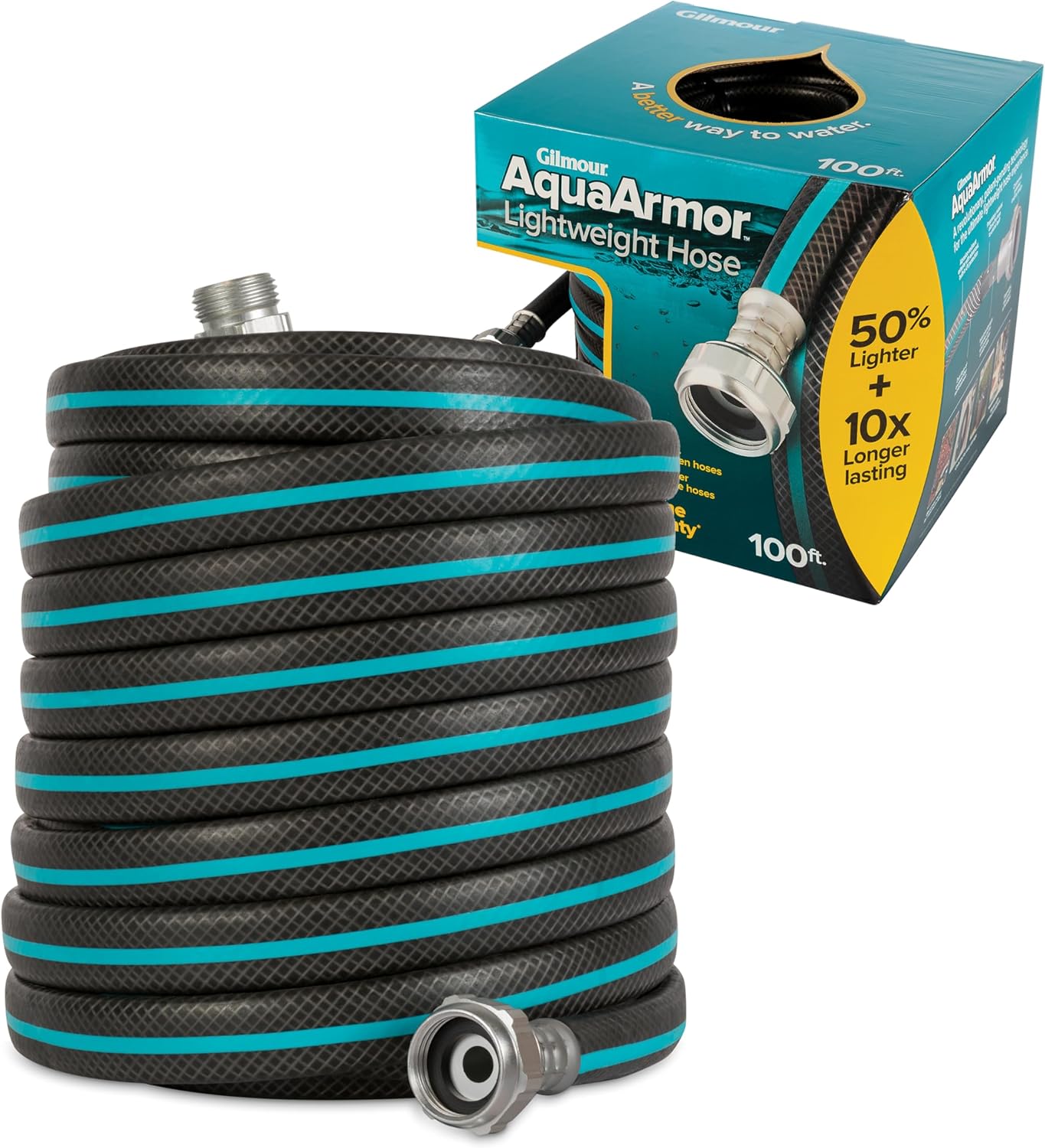 Gilmour AquaArmor 1/2" x 100' Lightweight Garden Hose, Kink Free Hose, Drinking Water Safe Garden Hose