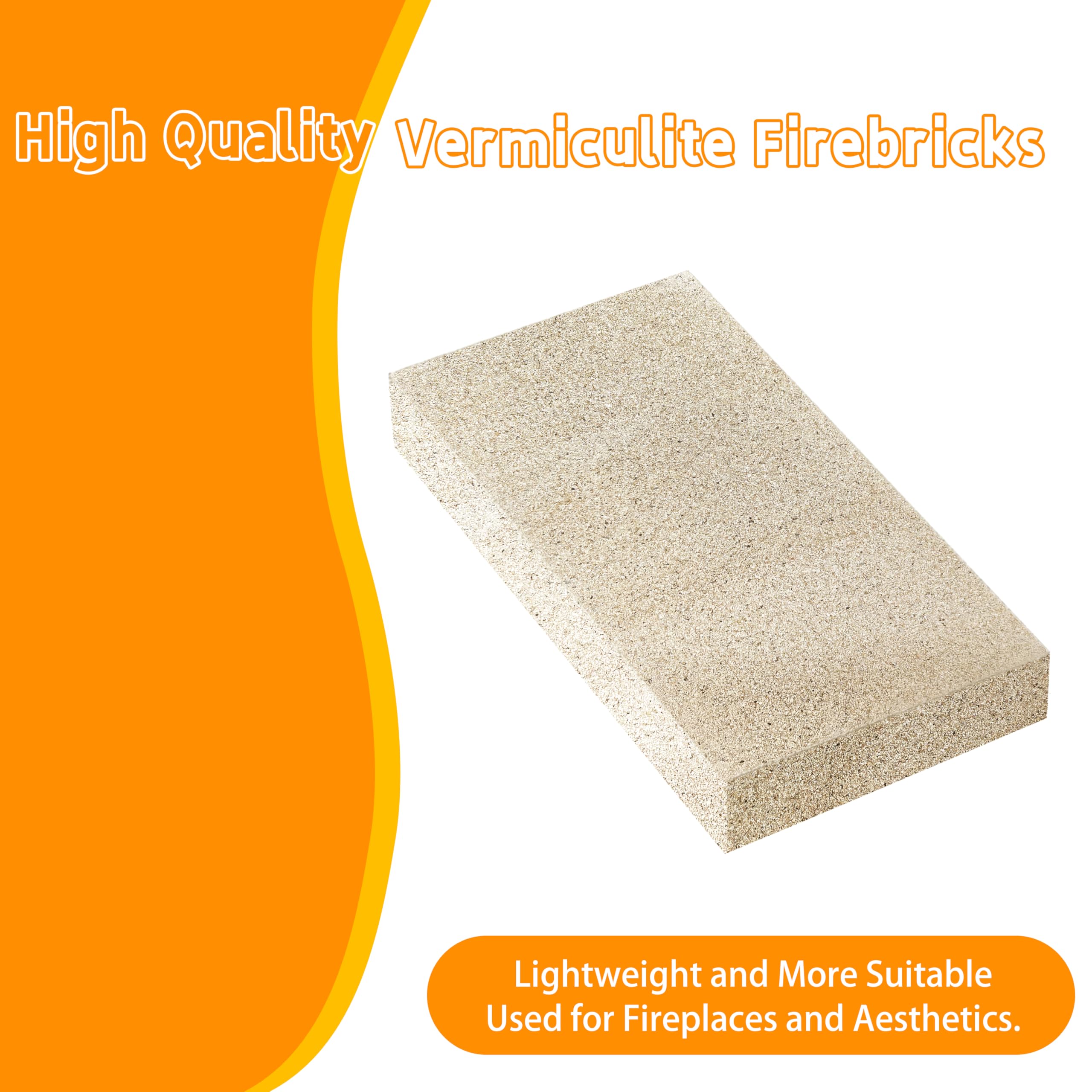 Ladrillos refractarios, ladrillos refractarios para estufa de leña, ladrillos de vermiculita resistentes a altas temperaturas (2700 F), cortables y perforables, ideales para estufas de leña y