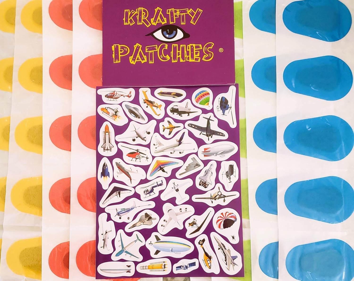 Krafty Eye Patches. USA Latex Free 50 Eye Patches & Fun Stickers, Breathable Fabric and Sterile (Boy, 50 Medium)