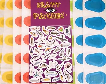 Krafty Eye Patches. USA Latex Free 50 Eye Patches & Fun Stickers, Breathable Fabric and Sterile (Boy, 50 Medium)
