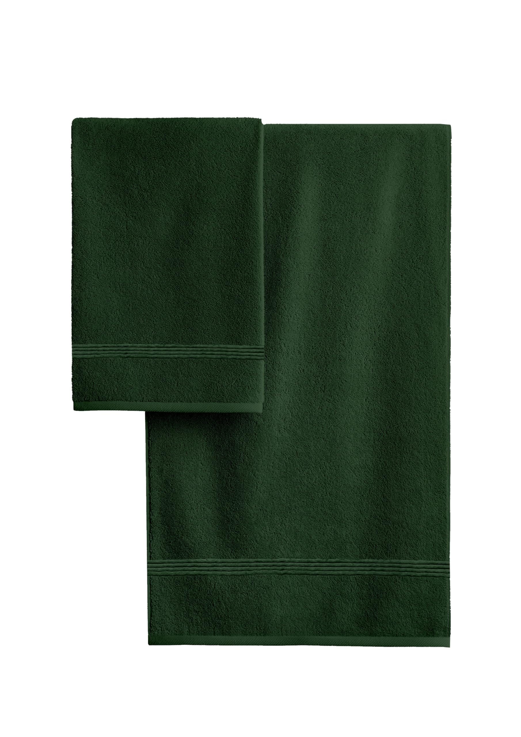 zer0bed, Lilac Bath Towels, Set of 2 Bath Towels, Face Towel, Bidet Towel, Plain Colour, Forest Green, 100% Cotton, Set of 2 - Image 3