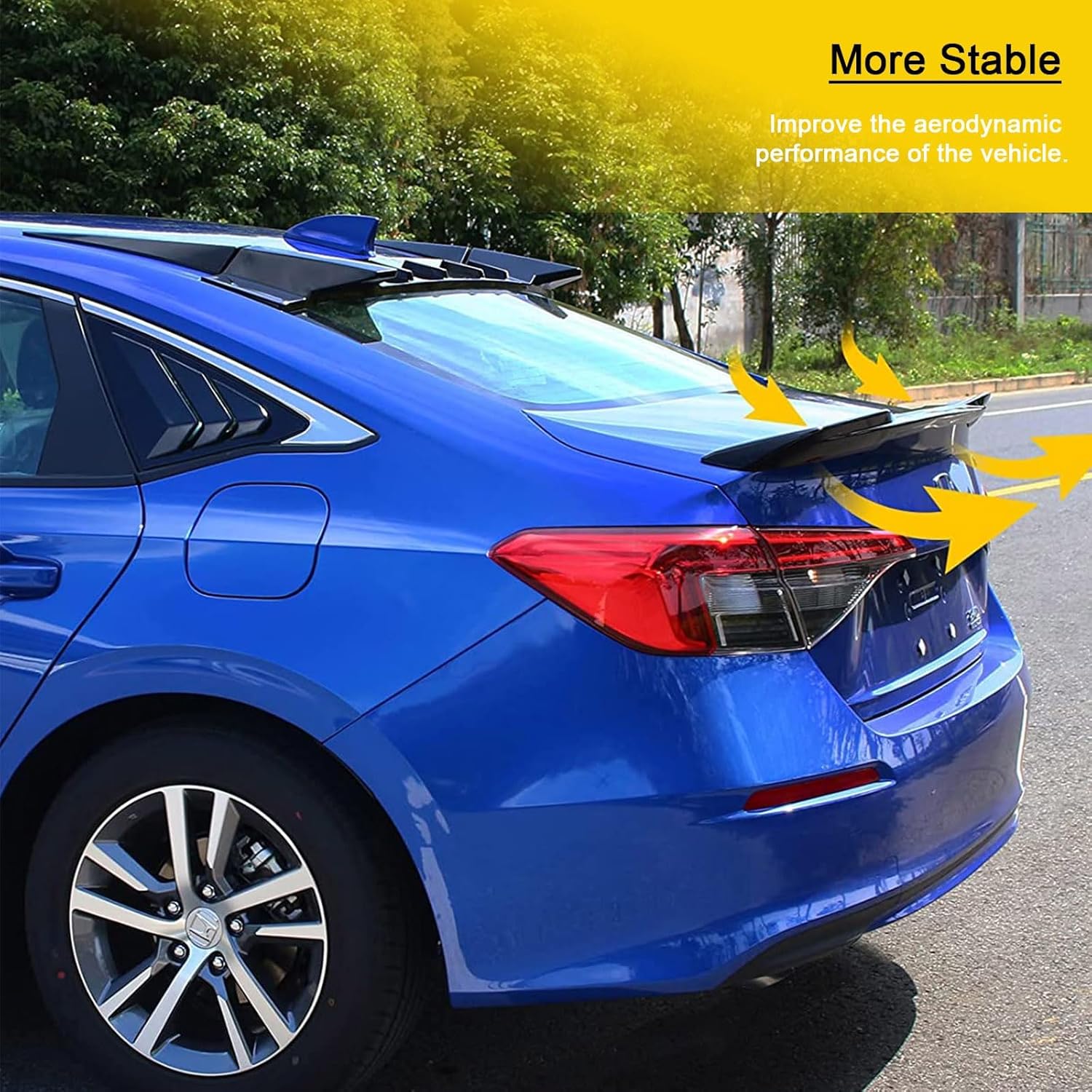 PSLER Trunk Spoiler Compatible with Civic Sedan 11th Gen 2026 2022 2023 2024 2025 Lid Rear Spoiler Wing Highkick Duckbill Styling Exterior Tail Fin Bright Black