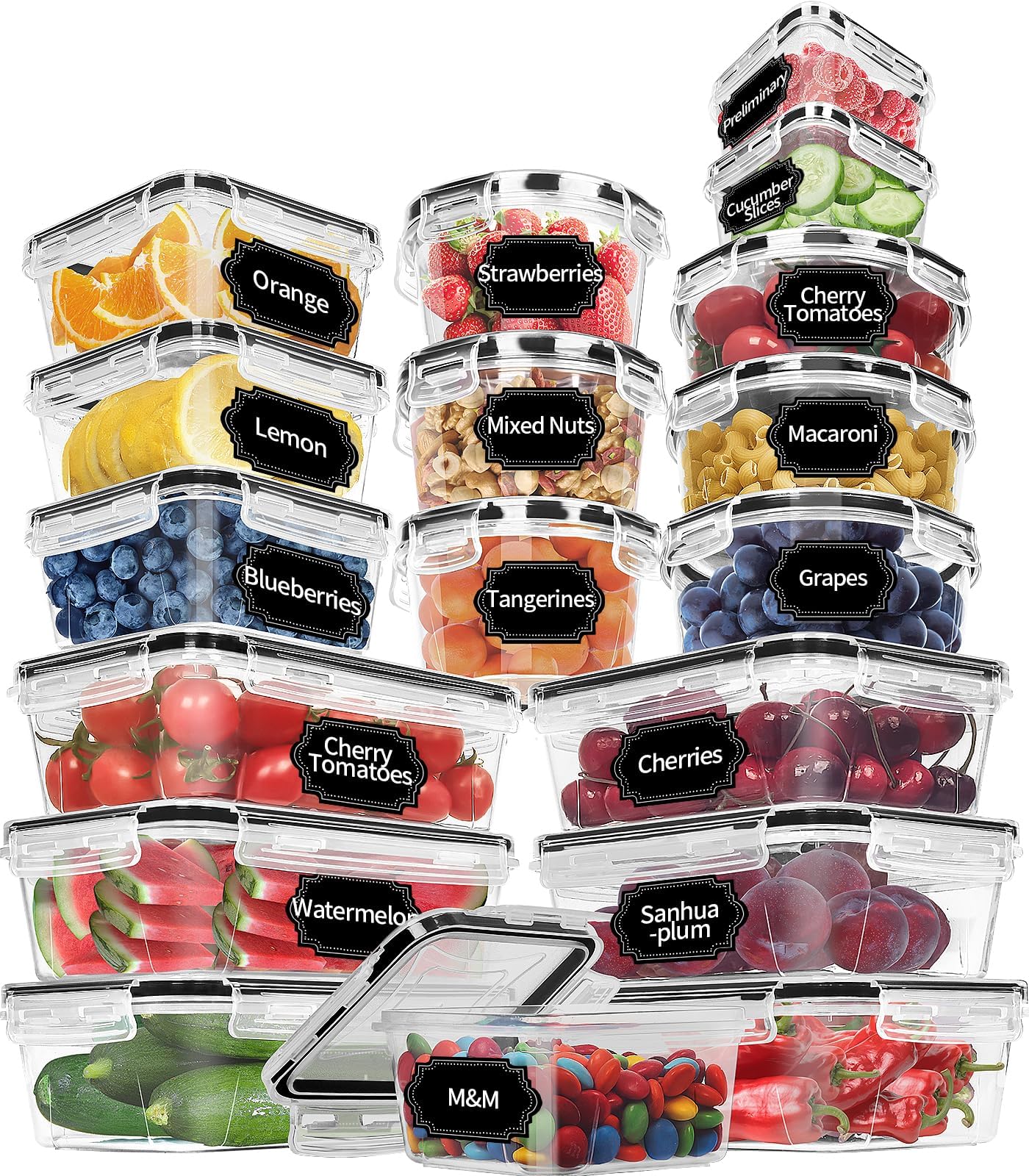 36 Pack Food Storage Containers (18 Airtight Kitchen Storage & 18 Lids), Plastic BPA-Free Meal Prep Container for Pantry Organizers and Storage with Free Labels & Marker