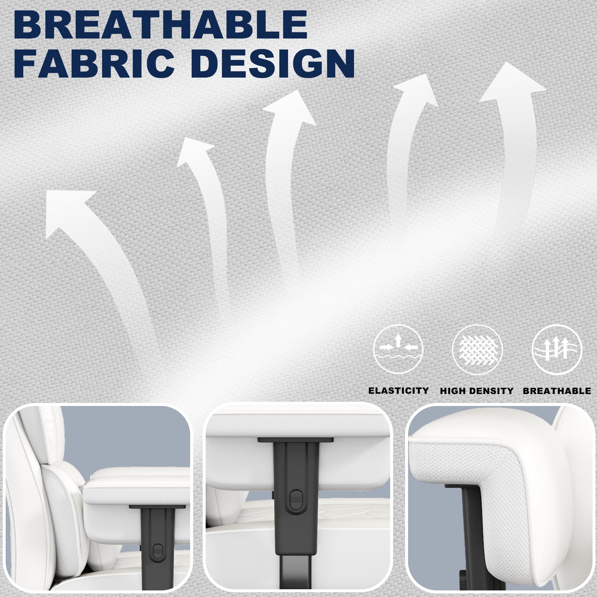 Misolant Big and Tall Office Chair with Footrest, High Back Executive Desk Chair with Adjustable Lift Armrest, 155°Recline，Lumbar Support Pillow, Faux Leather Gaming Chairs for Home or Office White