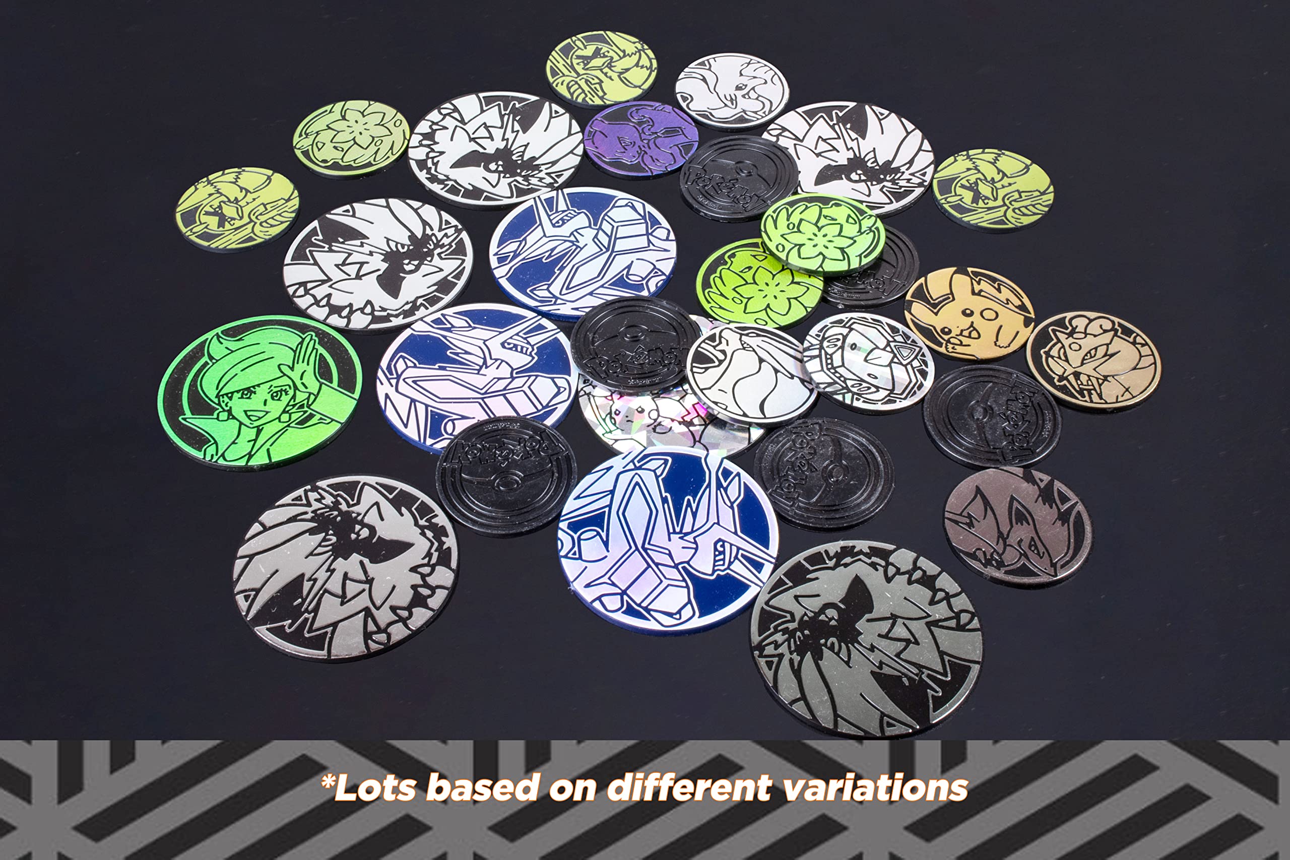 Monedas Pokemon Auténtico Pack de 5, Diferentes Tamaños, Plata, Accesorio Oficial para Juego de Cartas Pokemon Ideal para Calendario Adviento