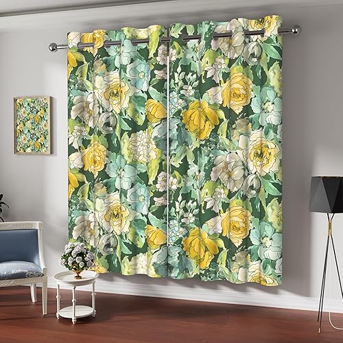 Miniatura 14 de Cortinas opacas bohemias florales para oscurecer la habitación, cortinas térmicas con textura retro, cortinas decorativas para sala de estar y