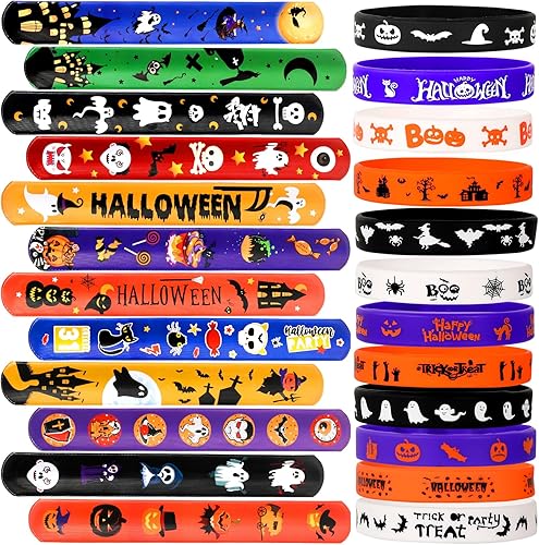 Garma 96 pulseras de goma para Halloween, regalos de fiesta de Halloween, regalos de Halloween para niños y niñas